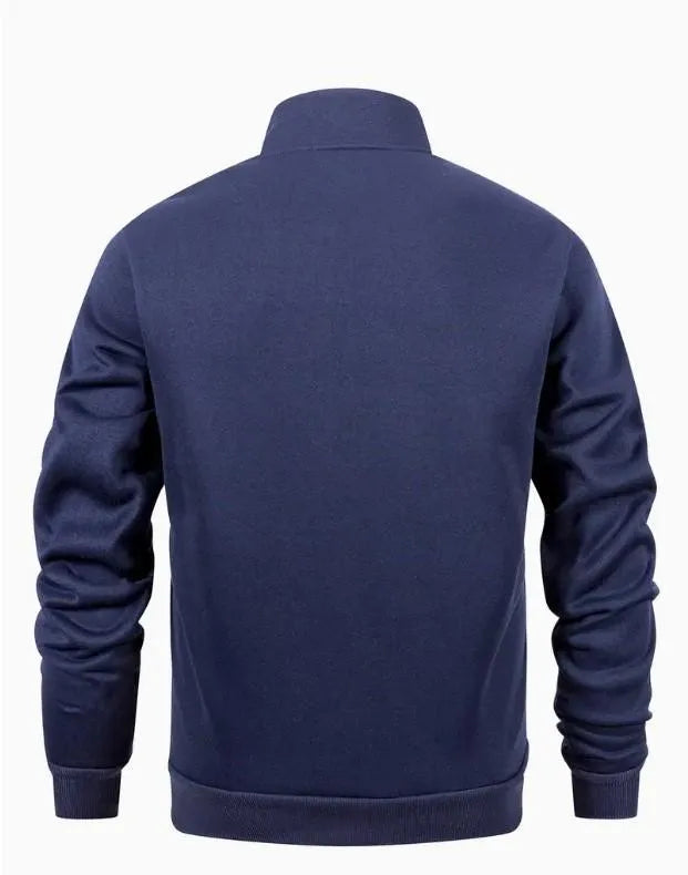 2 Pcs Men's Polyester Fleece Plain Zipper Track Suit - blue