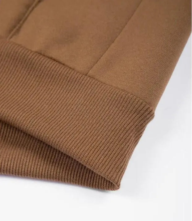 2 Pcs Men's Polyester Fleece Plain Zipper Track Suit - brown