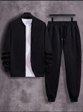 Men’s fleece plain zipper tracksuit