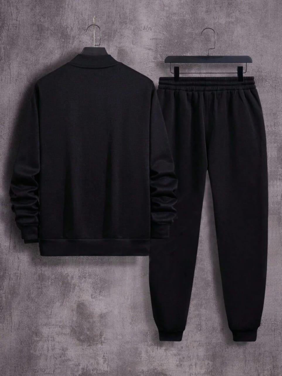 Men’s fleece plain zipper tracksuit