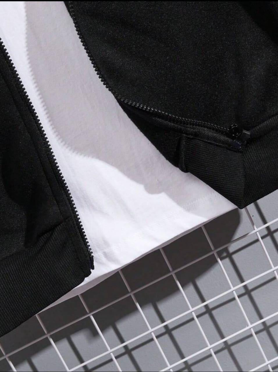 Men’s fleece plain zipper tracksuit