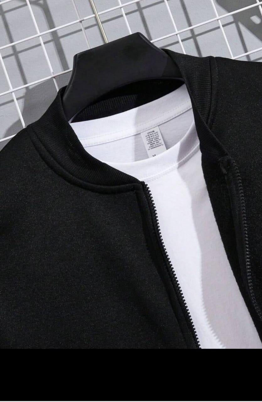 Men’s fleece plain zipper tracksuit