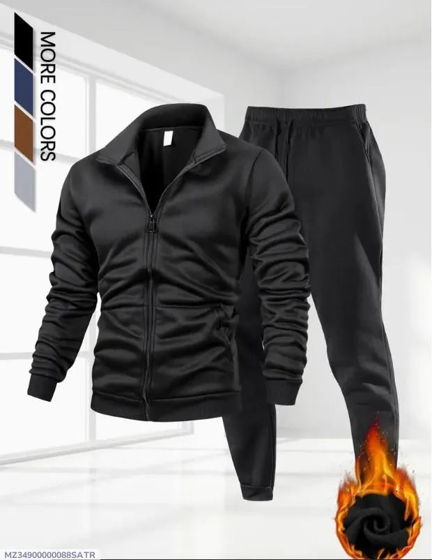 Mens Fleece Winter Warm Wear Tracksuit 230GSM - BLACK 230 Gsm