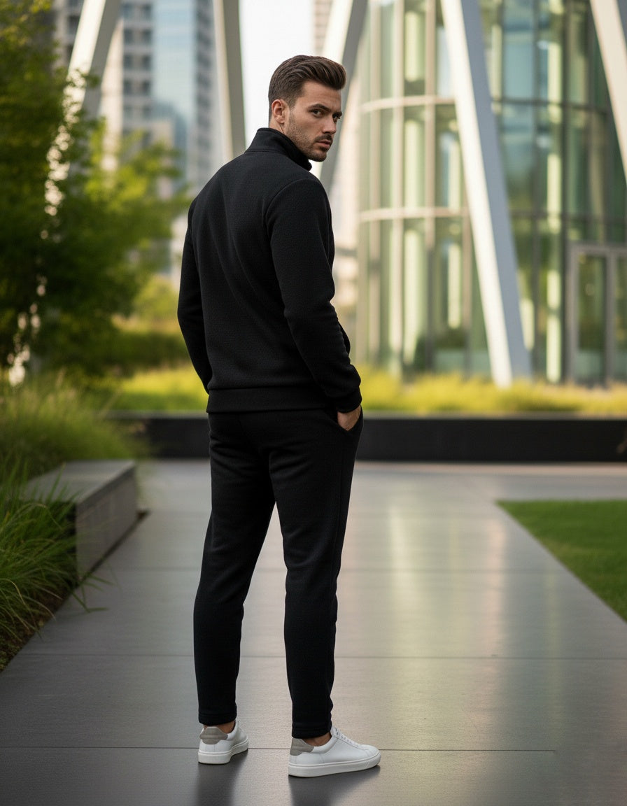 Mens Fleece Winter Warm Wear Tracksuit 230GSM - BLACK 230 Gsm