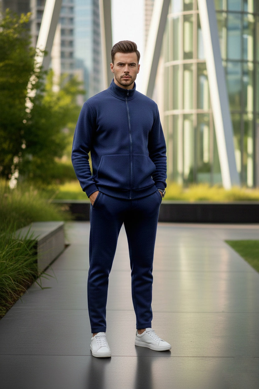 Mens Fleece Winter Warm Wear Tracksuit 230GSM - BLUE 230Gsm