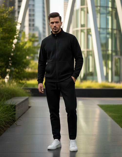 Mens Fleece Winter Warm Wear Tracksuit 230GSM - BLACK 230 Gsm